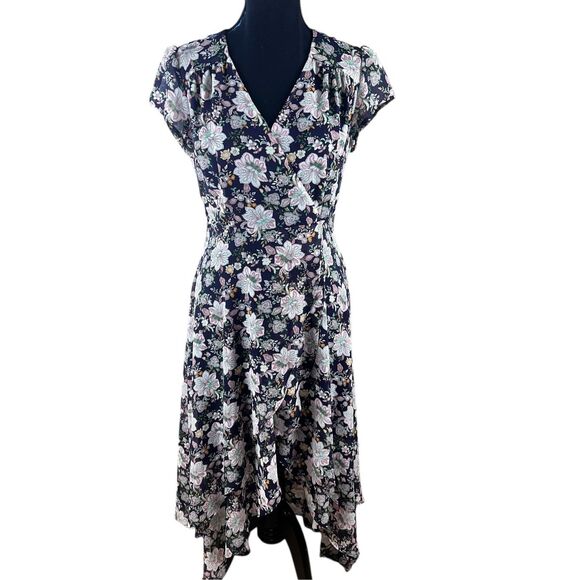 Altard State Blue Floral Cottagecore Romantic Asymetrical Midi Dress Medium - Picture 2 of 8